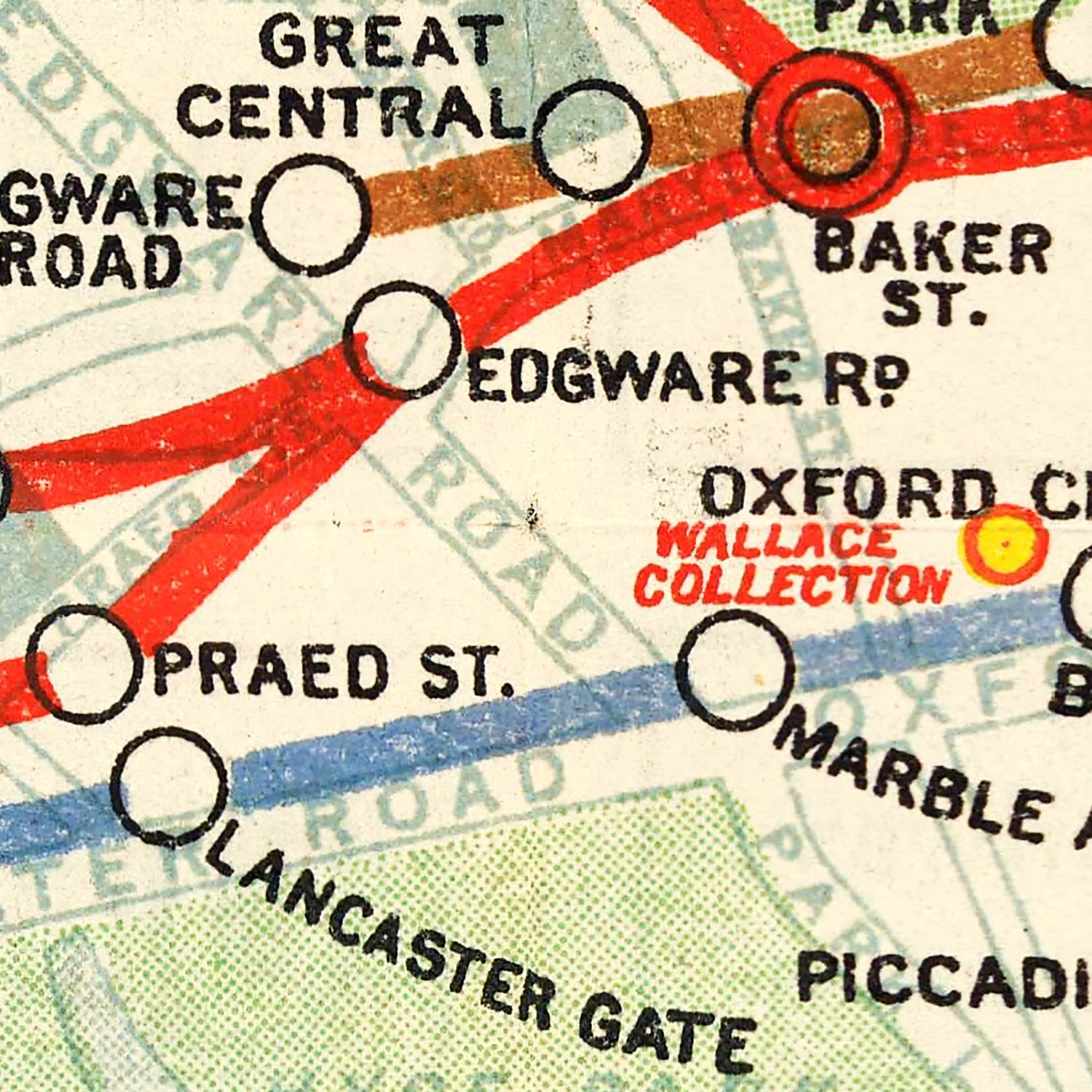 Vintage Map of the Underground Railways of London 1912