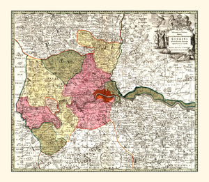 Vintage Map of London, England 1740