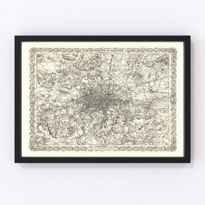 Vintage Map of London, England 1886