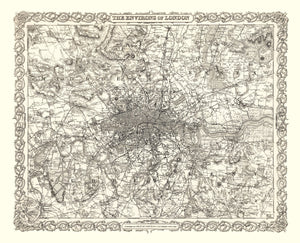 Vintage Map of London, England 1886