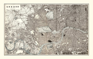Vintage Map of London, England 1893