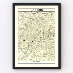 Vintage Map of London, England 1901