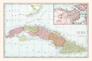 Vintage Map of Cuba 1901