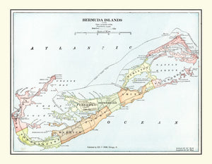 Vintage Map of Bermuda Islands 1901