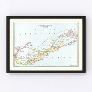 Vintage Map of Bermuda Islands 1901