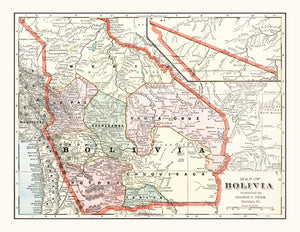 Vintage Map of Bolivia 1901