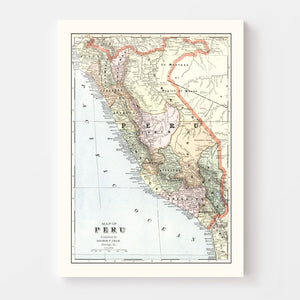 Vintage Map of Peru 1901