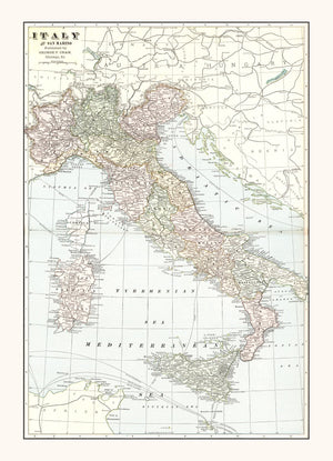 Vintage Map of Italy 1901