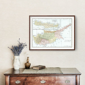 Vintage Map of Cyprus & Crete 1901