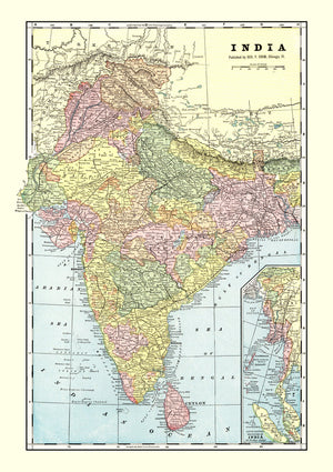 Vintage Map of India 1901