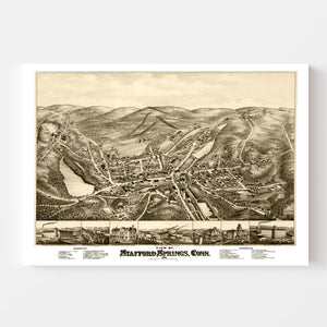 Vintage Map of Stafford Springs, Connecticut 1878