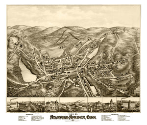 Vintage Map of Stafford Springs, Connecticut 1878