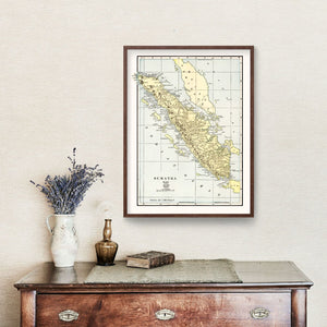 Vintage Map of Sumatra, Indonesia 1901
