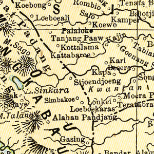 Vintage Map of Sumatra, Indonesia 1901
