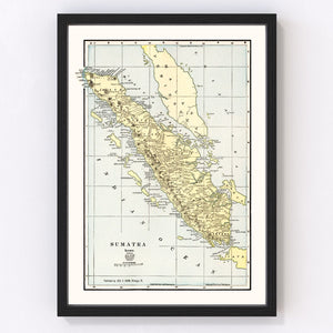 Vintage Map of Sumatra, Indonesia 1901