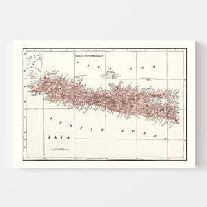 Vintage Map of Java, Indonesia 1901