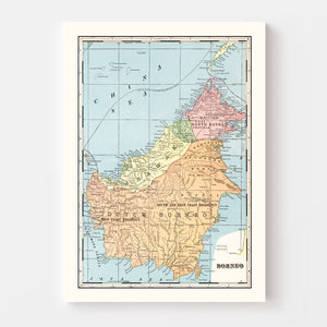 Vintage Map of Borneo, East Indies 1901