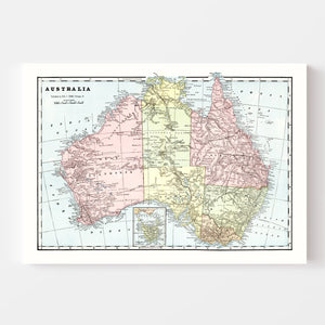 Vintage Map of Australia 1901