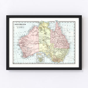 Vintage Map of Australia 1901