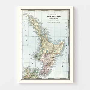 Vintage Map of New Zealand (North Island) 1901