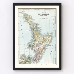 Vintage Map of New Zealand (North Island) 1901