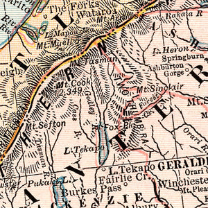 Vintage Map of New Zealand (South Island) 1901