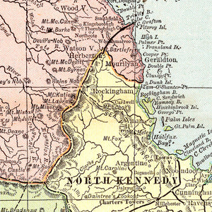 Vintage Map of Queensland, Australia 1901