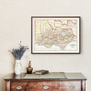 Vintage Map of Victoria, Australia 1901