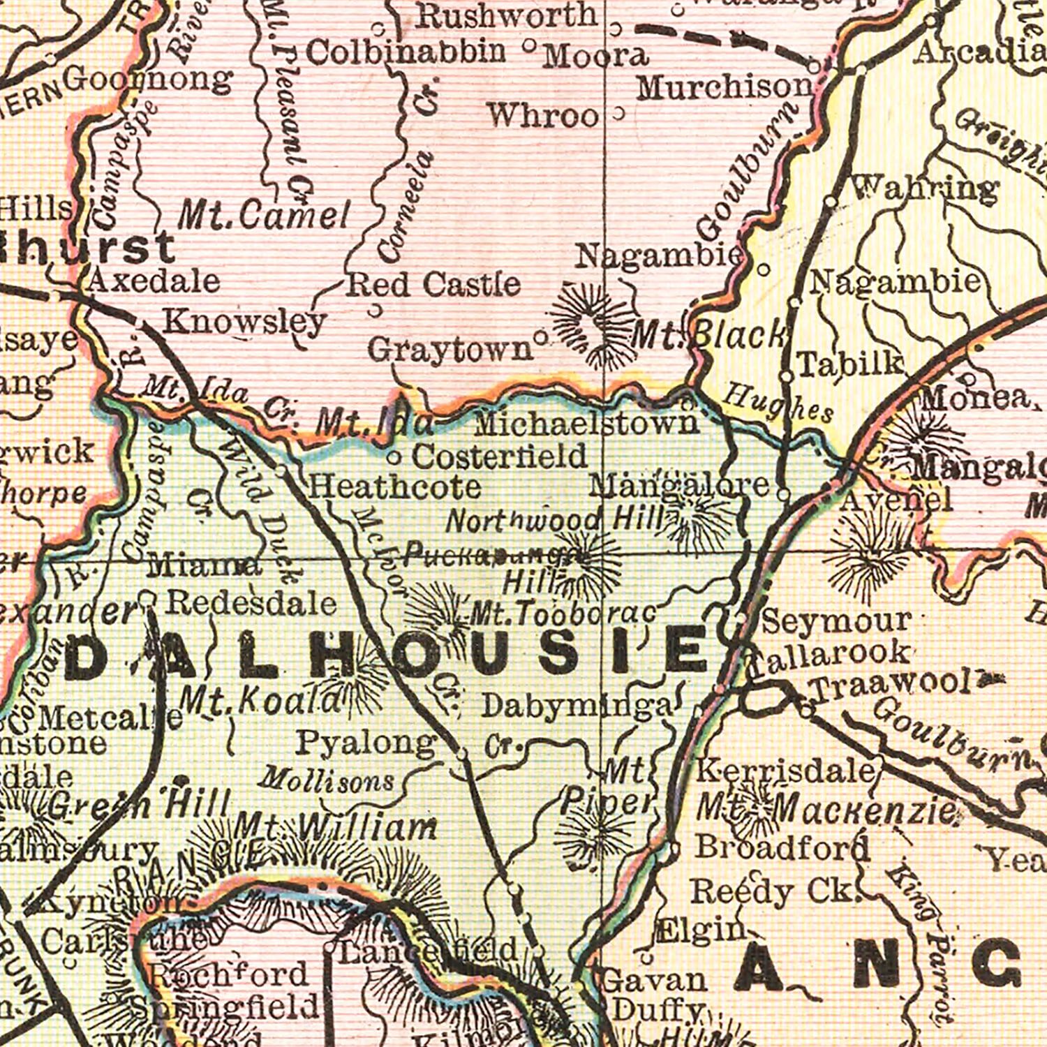 Vintage Map of Victoria, Australia 1901