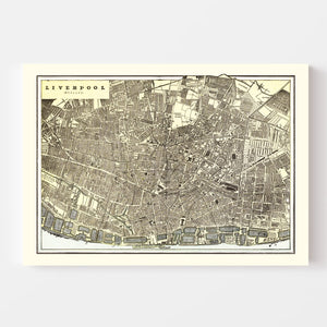 Vintage Map of Liverpool, England 1901