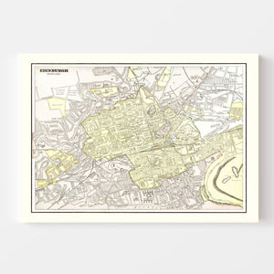 Vintage Map of Edinburgh, Scotland 1901
