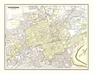 Vintage Map of Edinburgh, Scotland 1901