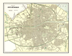 Vintage Map of Dublin, Ireland 1901
