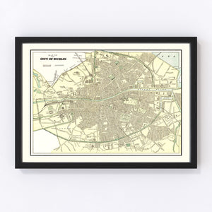 Vintage Map of Dublin, Ireland 1901