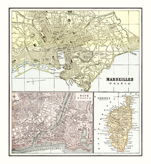 Vintage Map of Marseille, France 1901
