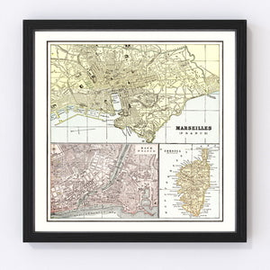 Vintage Map of Marseille, France 1901