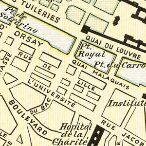 Vintage Map of Paris, France 1901