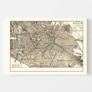 Vintage Map of Berlin, Germany 1901