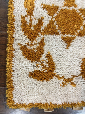 Unique Judaica Wall Hanging Rug 1.5 x 4, Shalom Menorah Jewish Star Kiddush Cup Chai Wall Hanging, Vintage, Wool, Ivory and Orange