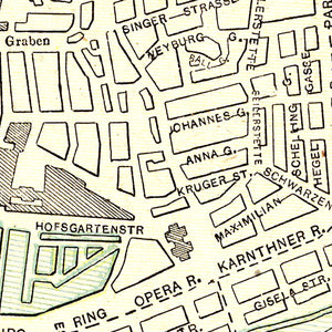 Vintage Map of Vienna, Austria 1901