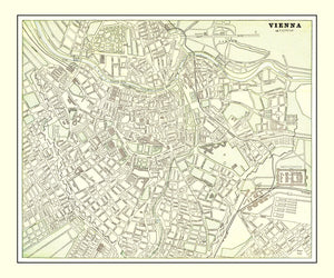 Vintage Map of Vienna, Austria 1901