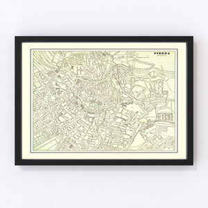 Vintage Map of Vienna, Austria 1901