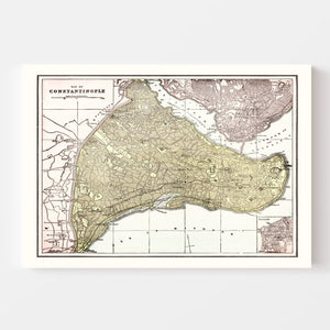 Vintage Map of Istanbul, Turkey 1901