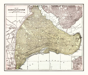 Vintage Map of Istanbul, Turkey 1901