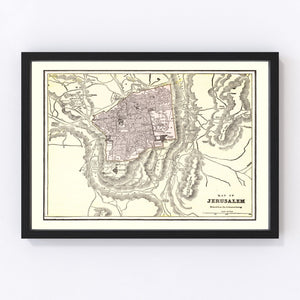Vintage Map of Jerusalem, Israel 1901