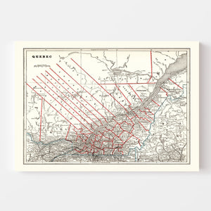 Vintage Map of Quebec, Canada 1893