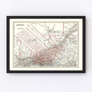 Vintage Map of Quebec, Canada 1893