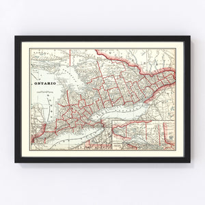 Vintage Map of Ontario, Canada 1893