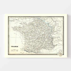 Vintage Map of France 1893