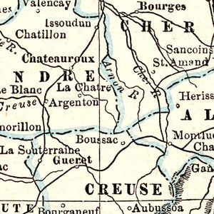 Vintage Map of France 1893